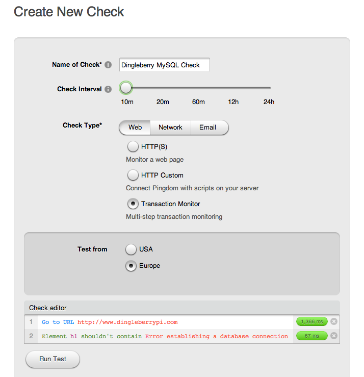 Pingdom MySQL check