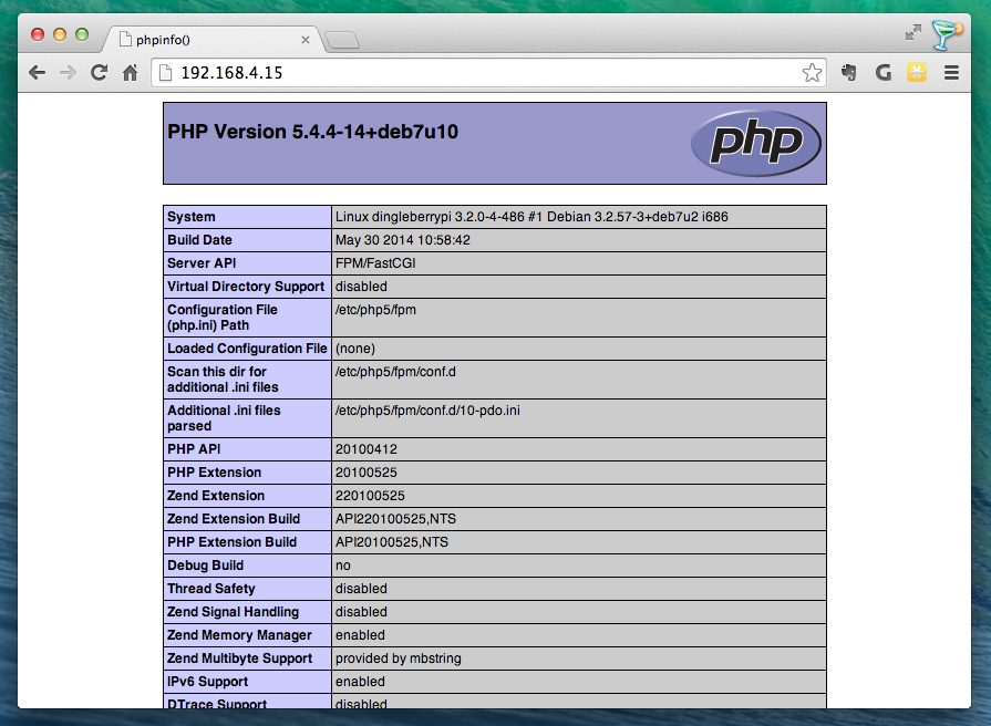 PHP5 and Nginx on Raspbian