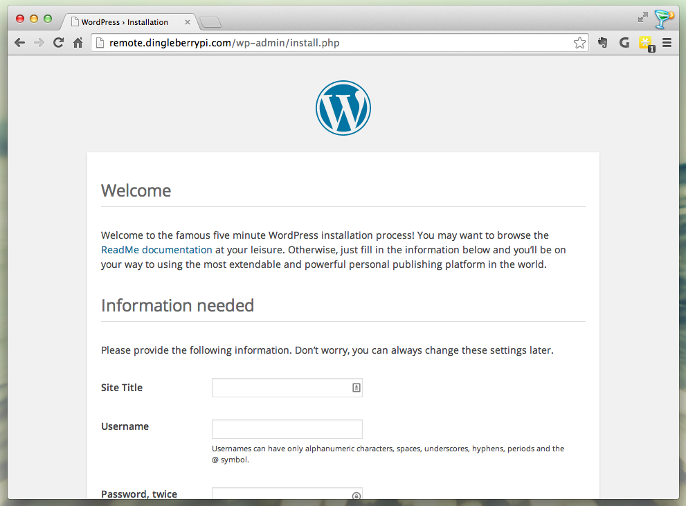 WordPress setup