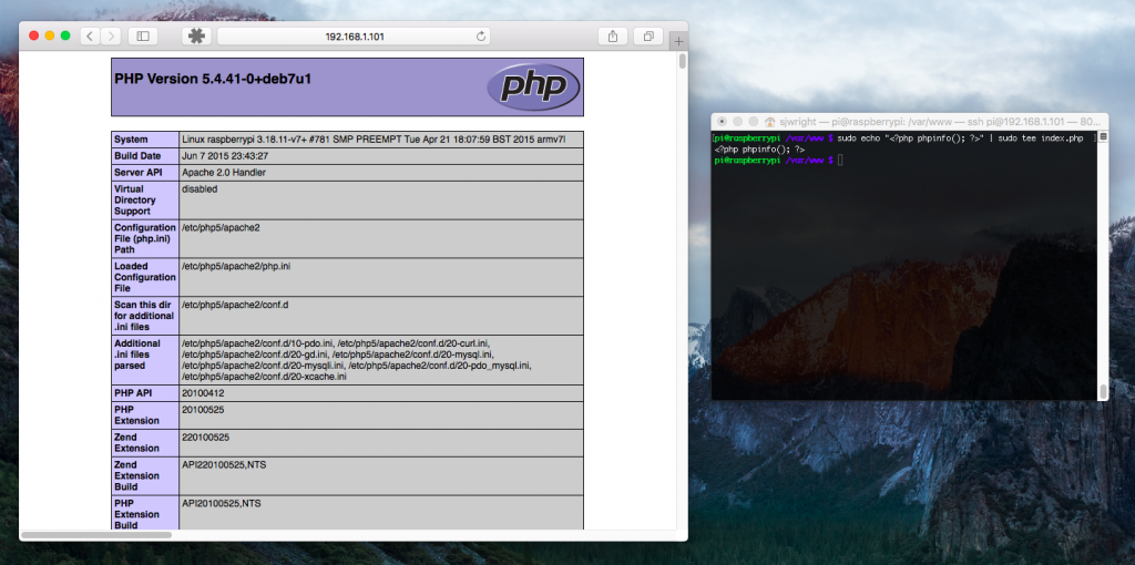 PHP and Apache on a Raspberry Pi 2