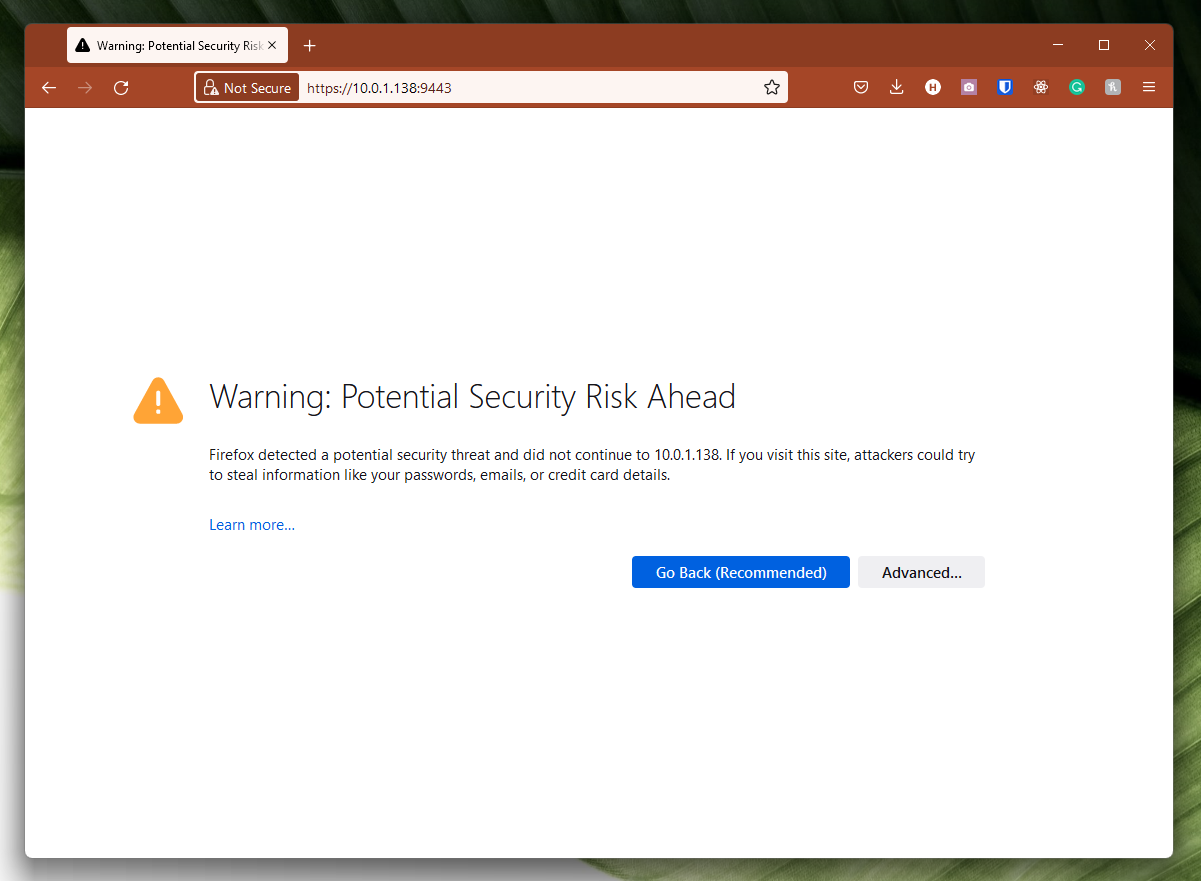 SSL security warning due to self-signed certificate