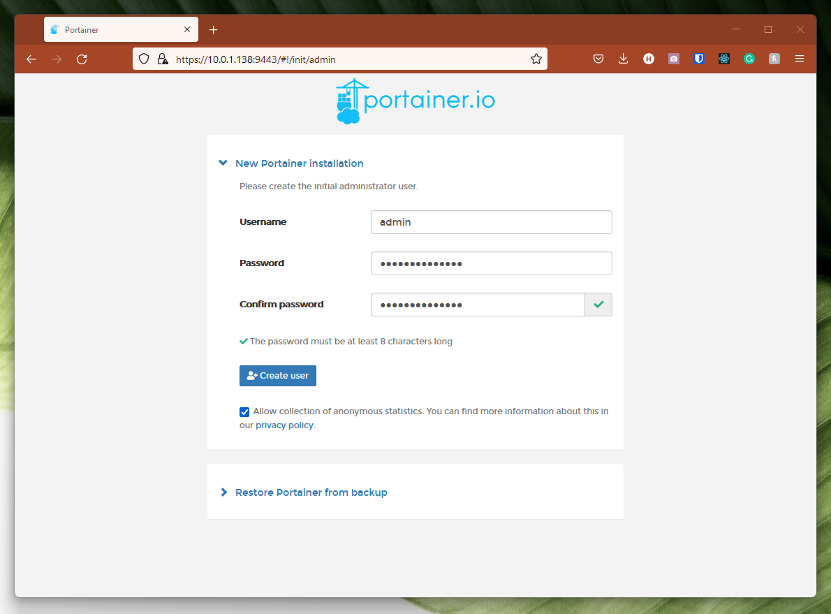 Install Portainer to manage Docker volumes, images and containers