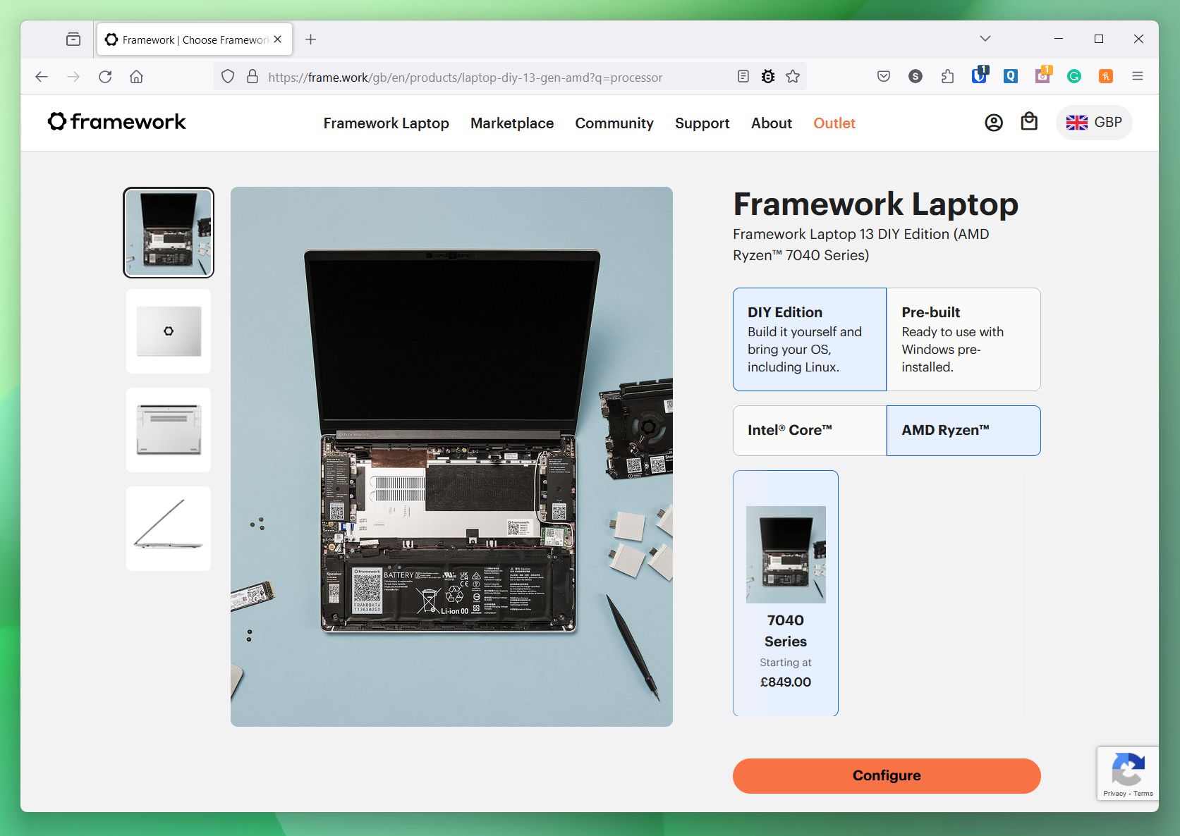 Framework Laptop website screenshot